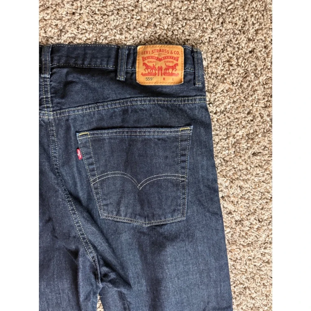 Levis 559 Relaxed Straight Leg Jeans Mens 40x30 Dark Wash Indigo Blue Denim